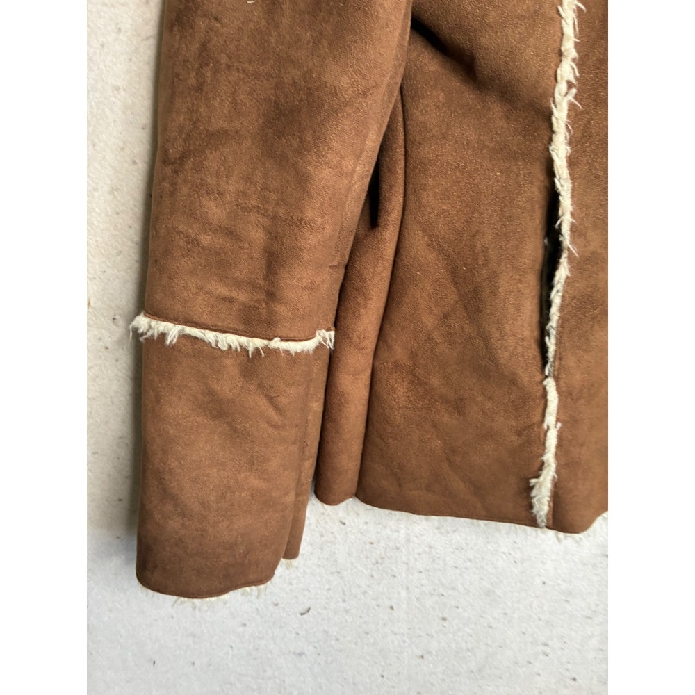 G by Guess Womens Brown Faux Suede Shearling Lined Jacket Coat Tan Size Medium - Picture 2 of 10